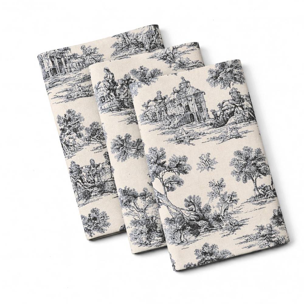 Tovagliolo su misura Toile de Jouy Blu fondo Panna