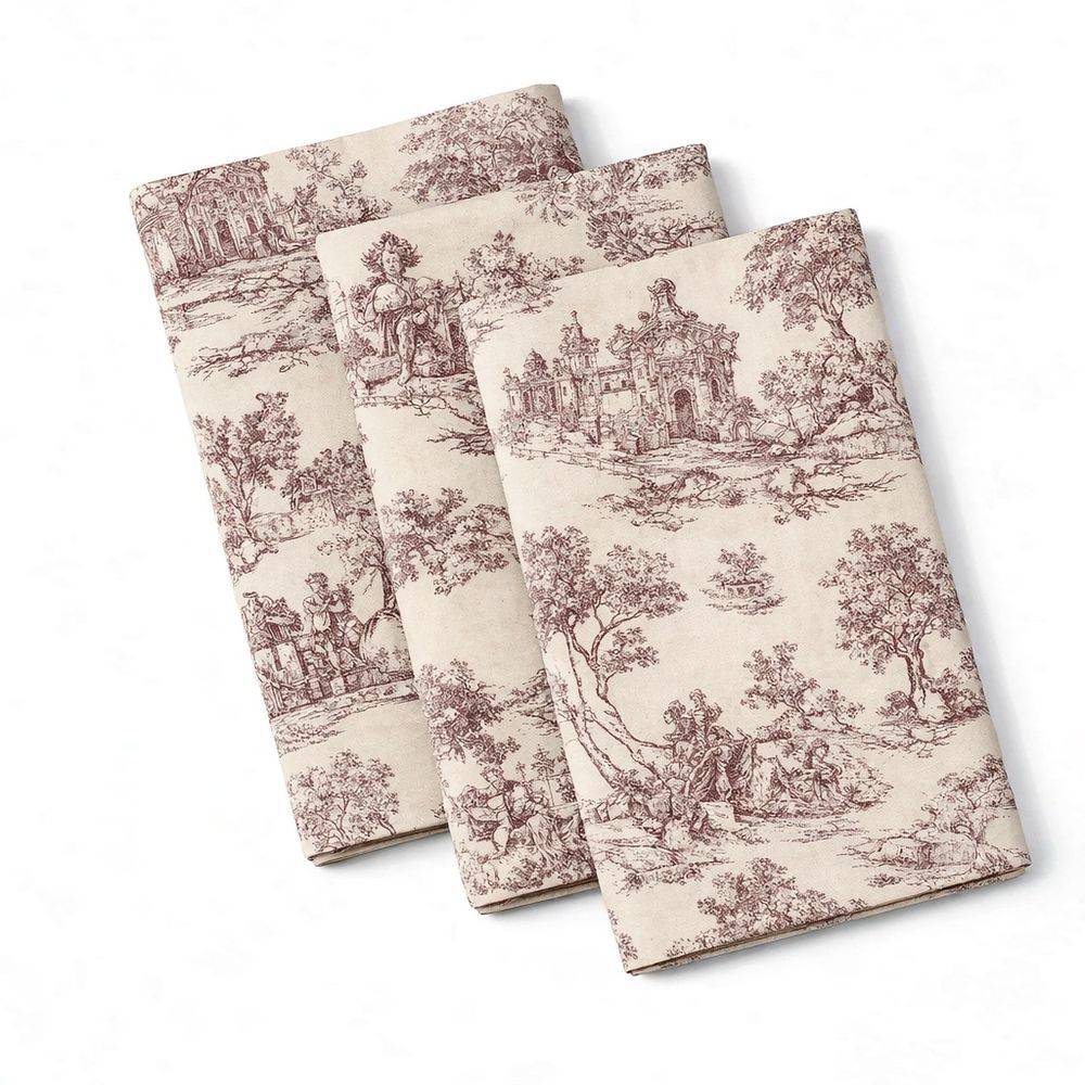Tovagliolo su misura Toile de Jouy Bordeaux fondo Panna