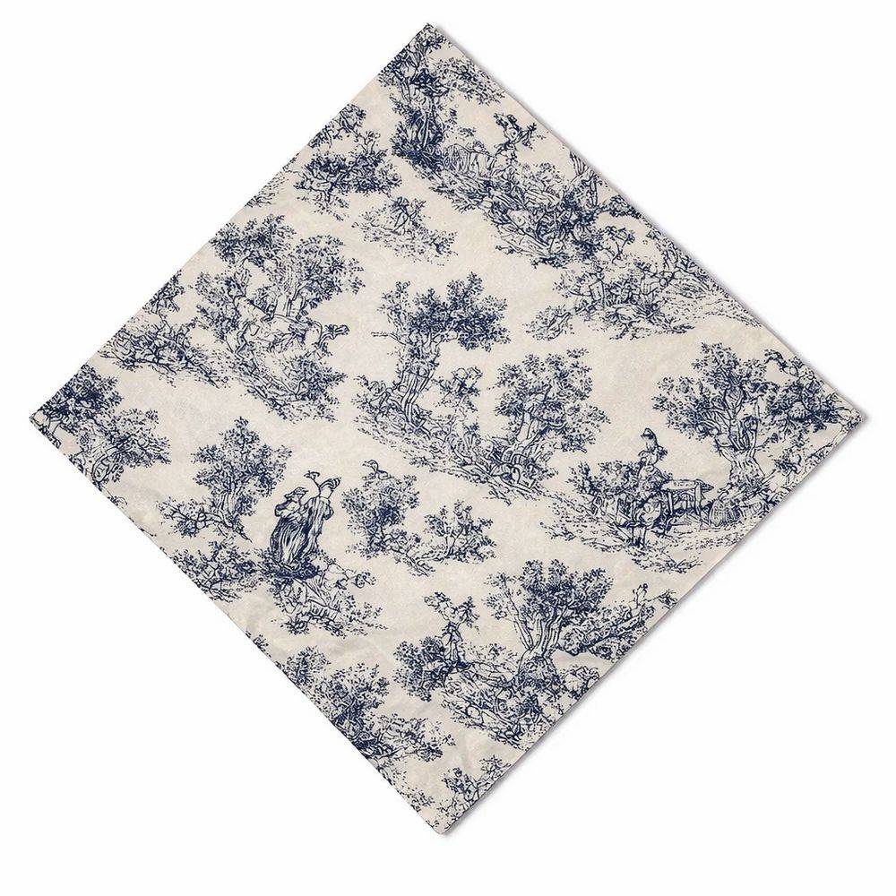 Centrotavola su misura Toile de Jouy Blu fondo Panna