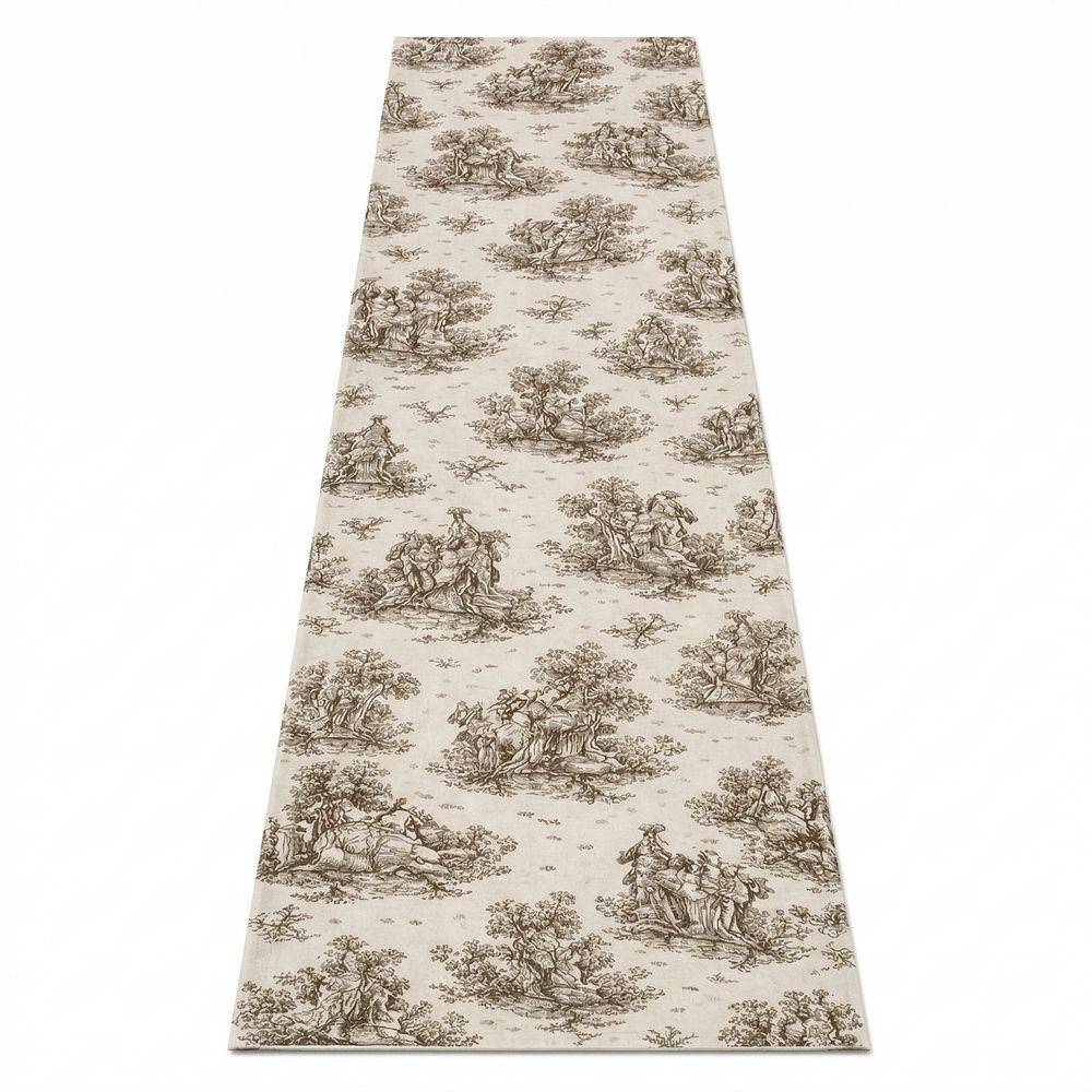 Runner su misura Toile de Jouy Tortora fondo Panna