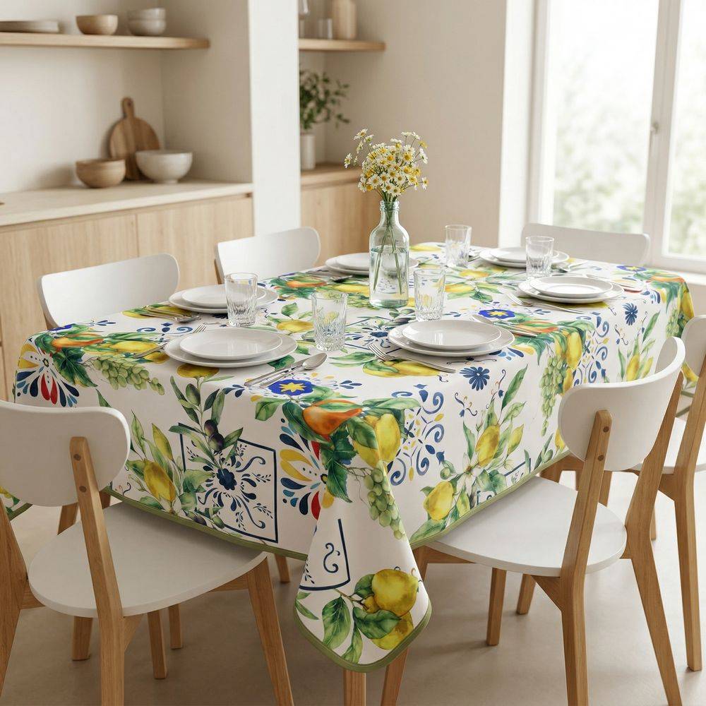 Tovaglia Antimacchia Splash Fiori di Prato Limoni e Uva 140 x 180