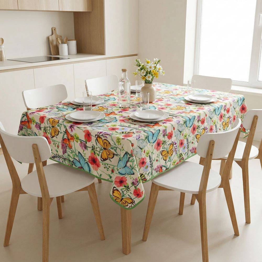 Tovaglia Antimacchia Splash Fiori di Prato Farfalle 140 x 300