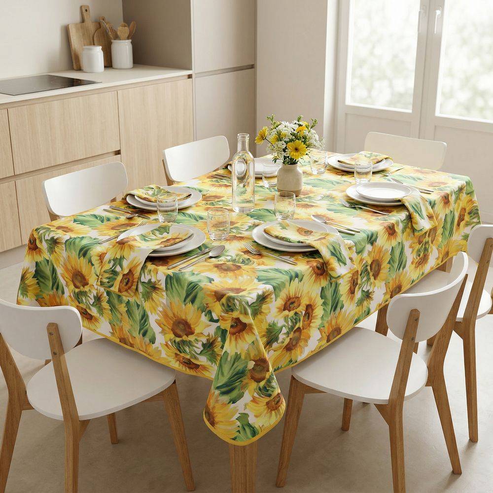 Tovaglia Antimacchia Splash Fiori di Prato Girasoli 140 x 230