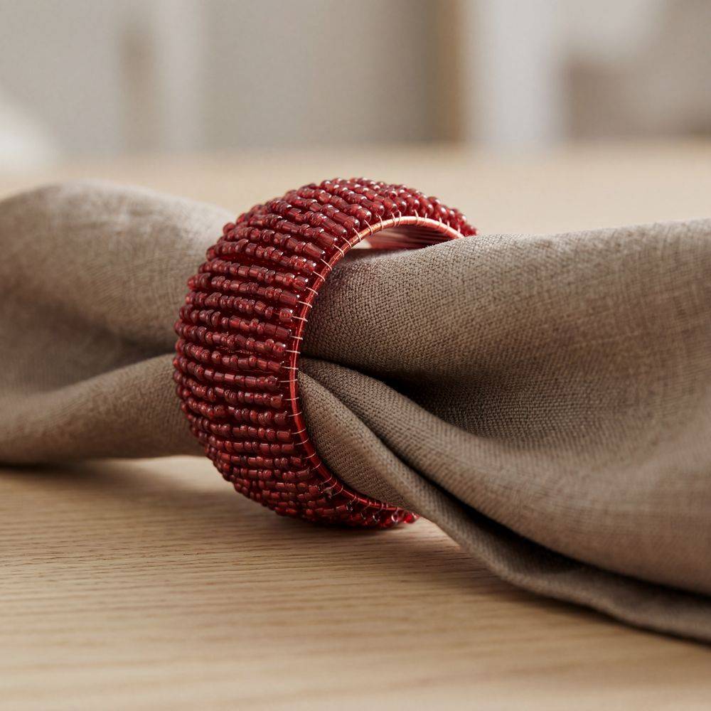 Portatovaglioli in Perline Bordeaux