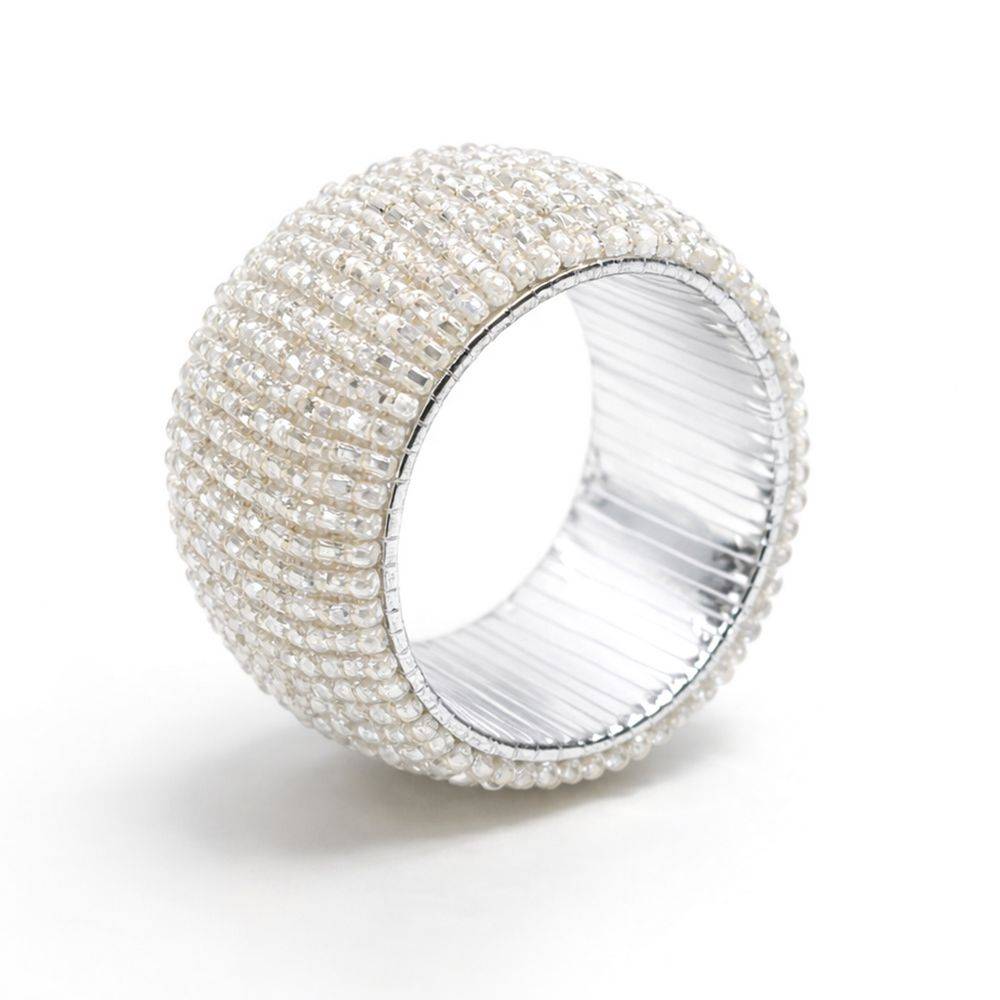Portatovaglioli in Perline Bianco e Argento