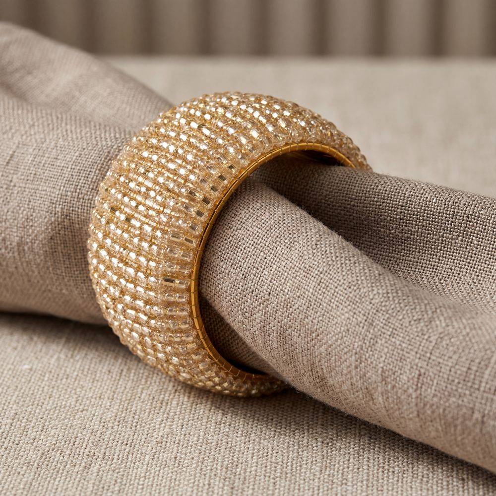 Portatovaglioli in Perline Dorato