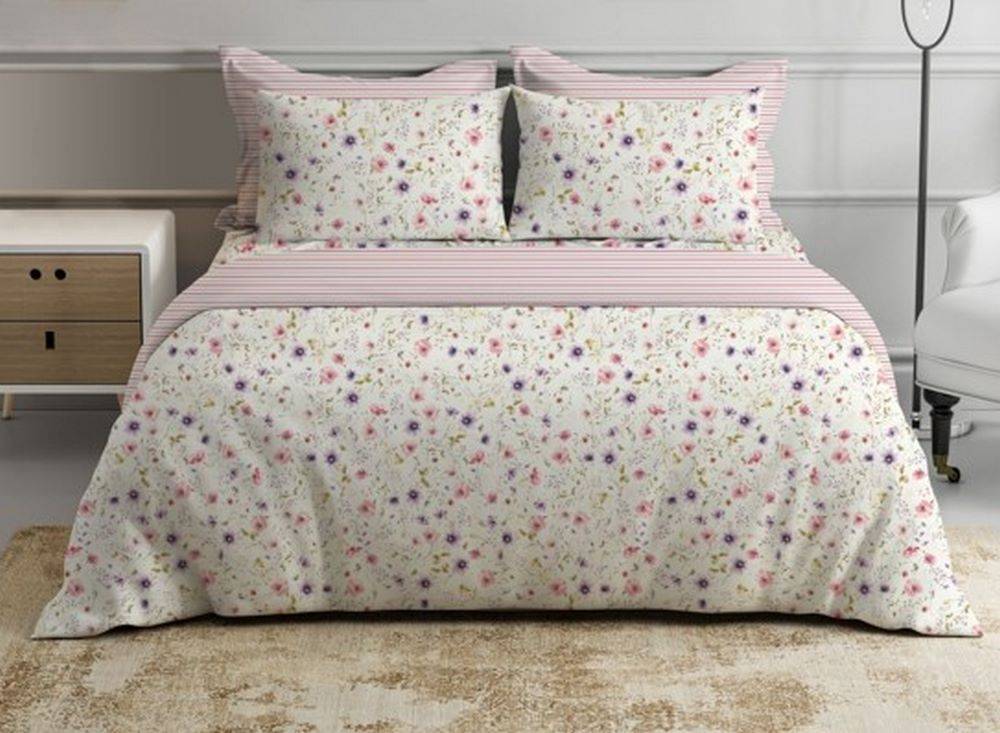  Parure Copripiumino cotone Percalle Fiori di Campo Matrimoniale