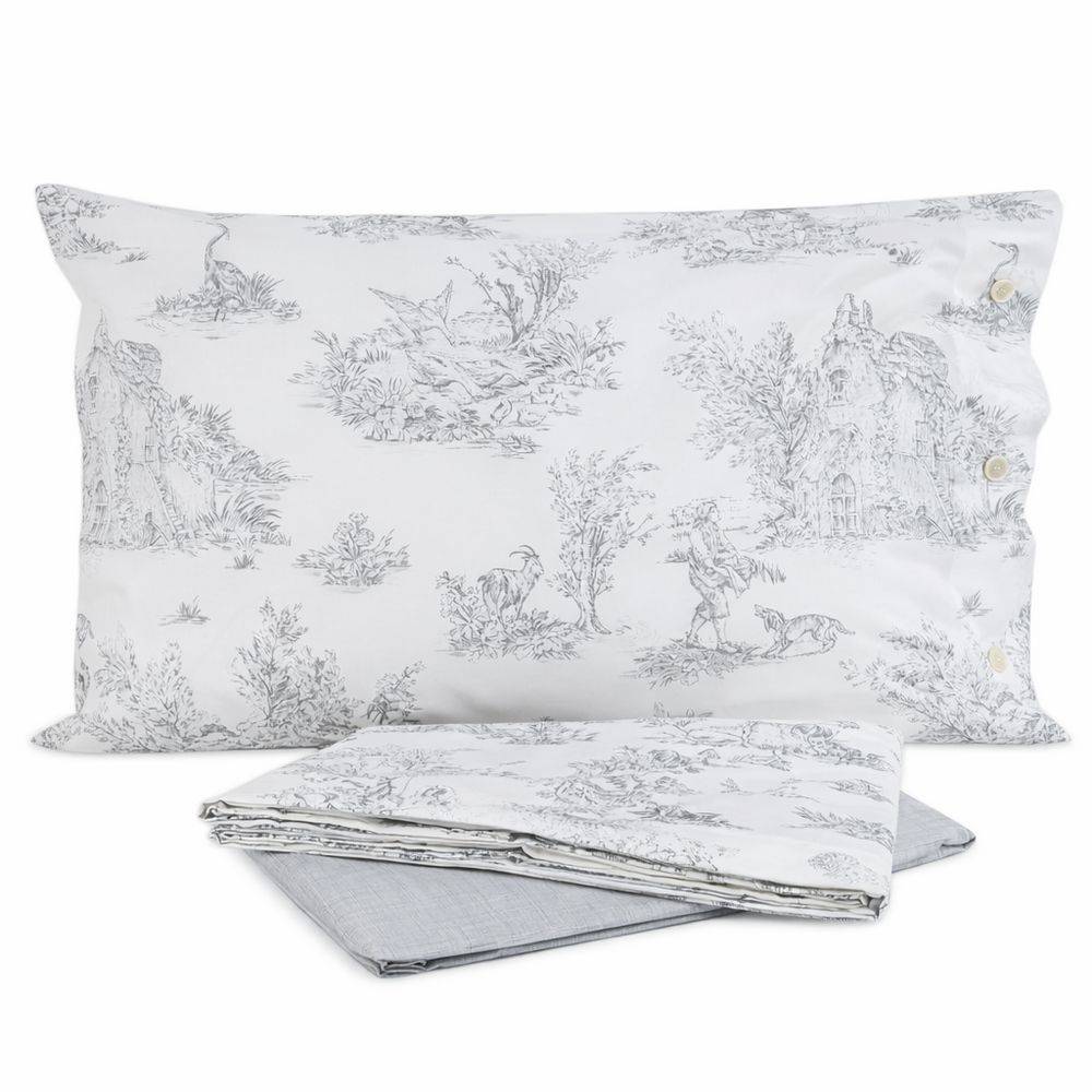 Lenzuolo Copriletto Lumiere Cavalieri Toile de Jouy Grigio VAR. 21