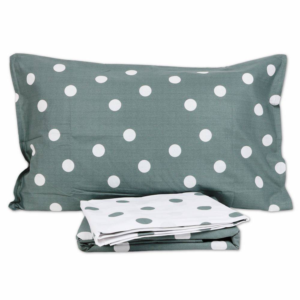 Completo Lenzuola Milk Pois Verde Matrimoniale 