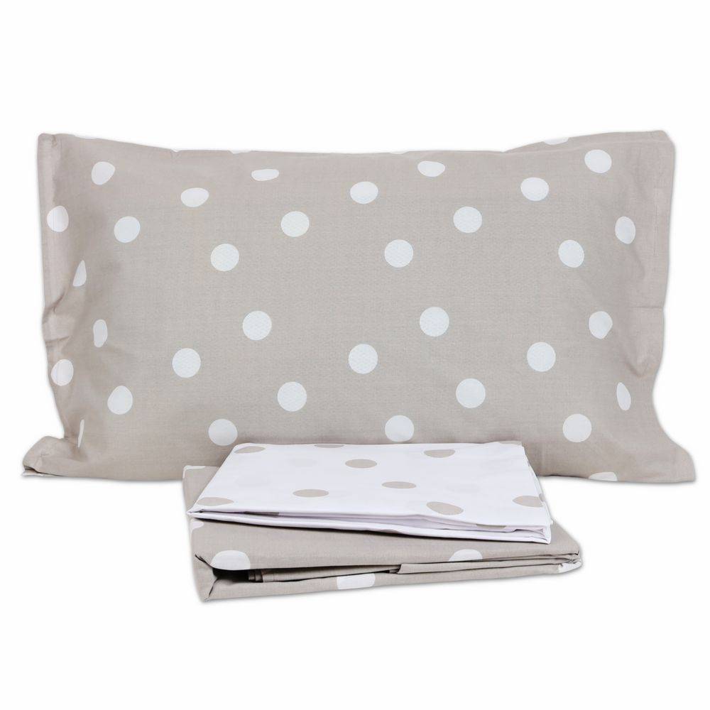 Completo Lenzuola Milk Pois Beige Matrimoniale 