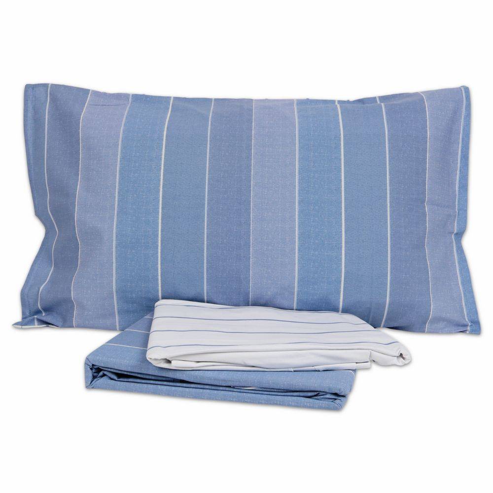 Completo Lenzuola Milk Riga Blu Matrimoniale