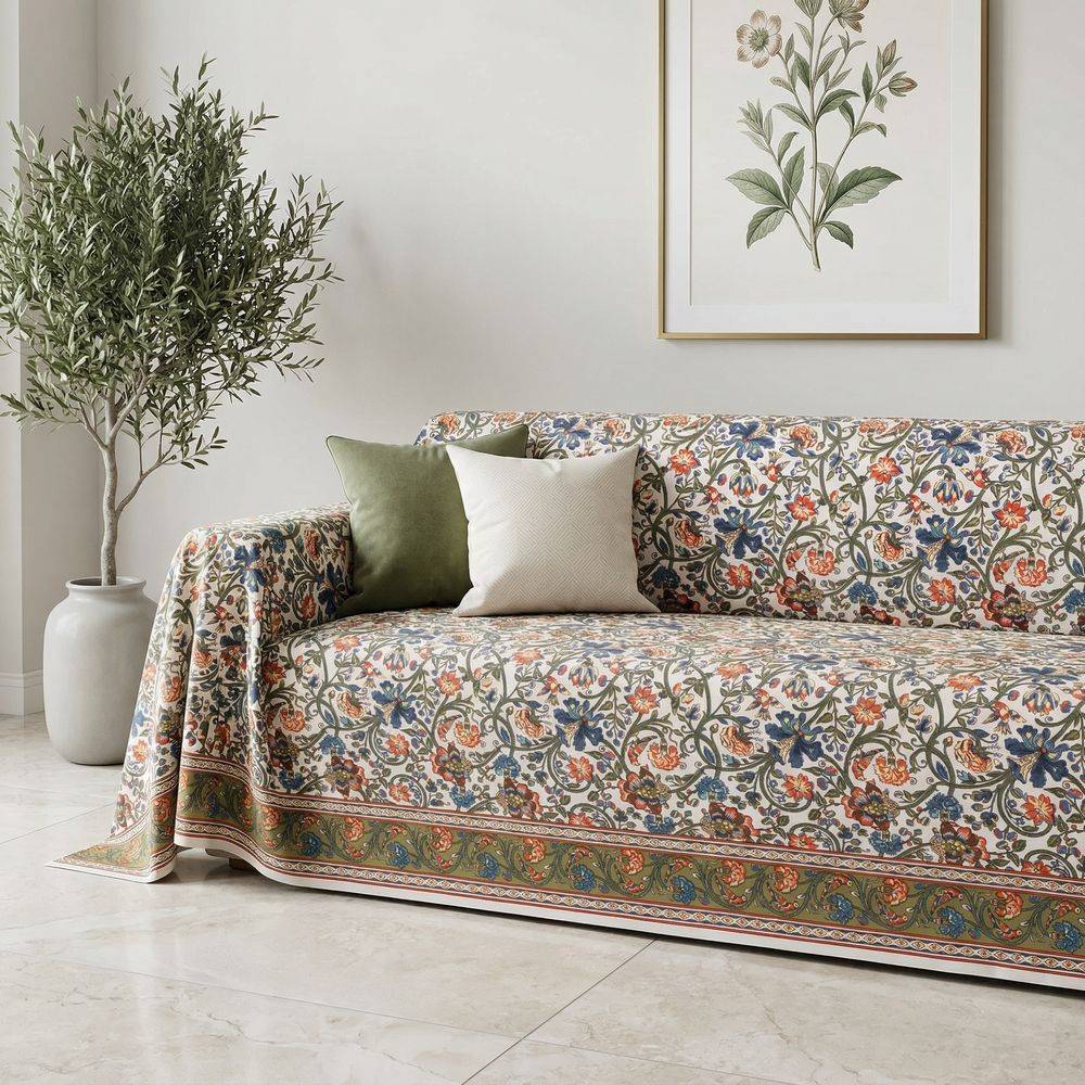 Copridivano Mezzaro genovese Tralci Fioriti Classici 250 x 260 DIS 05