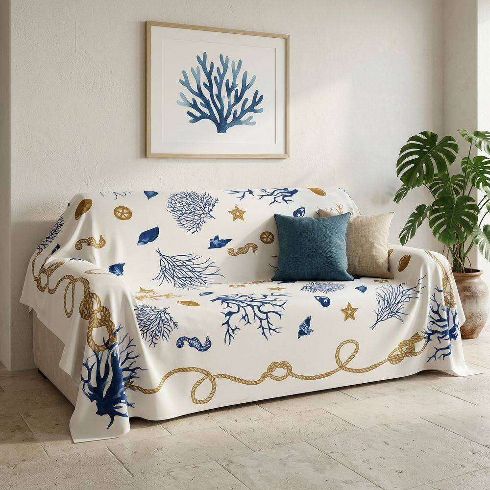 Copridivano Mezzaro genovese Fondali Marini Eleganti 250 x 260 DIS 11