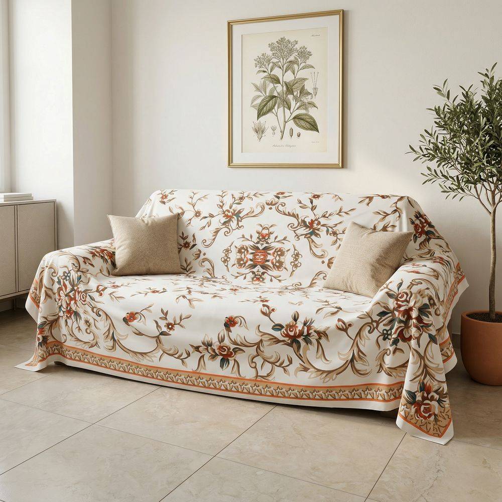 Copridivano Mezzaro genovese Arabesco Beige Classico 250 x 260 DIS 13
