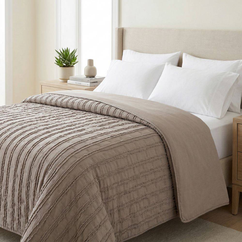 Copriletto Trapuntato Greece Tortora matrimoniale