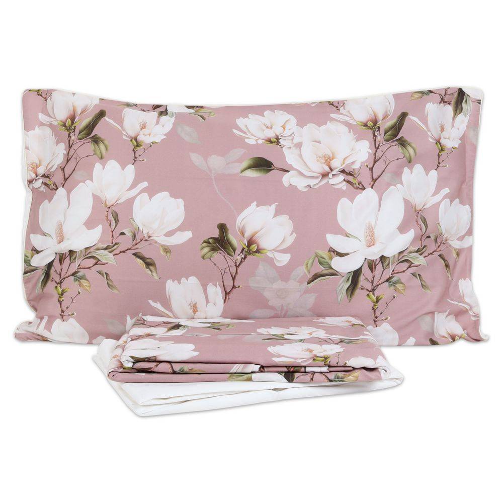 Completo Letto Raso di cotone Lavinia Rosa Matrimoniale