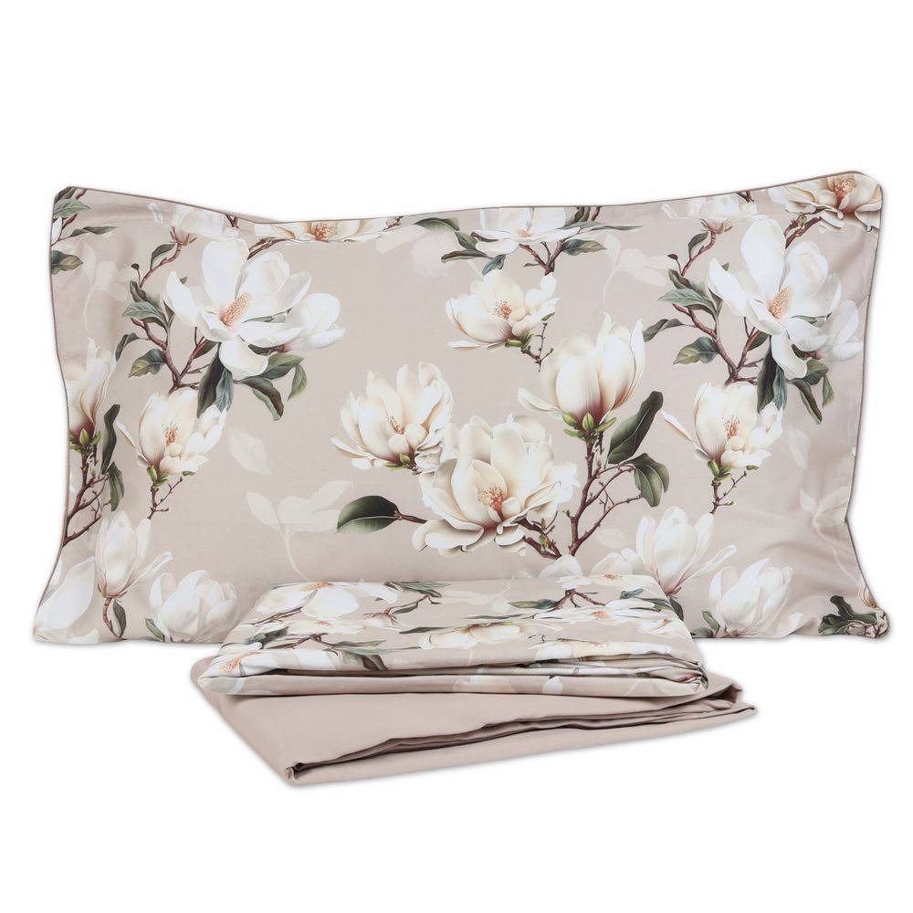 Completo Letto Raso di cotone Lavinia Beige Matrimoniale