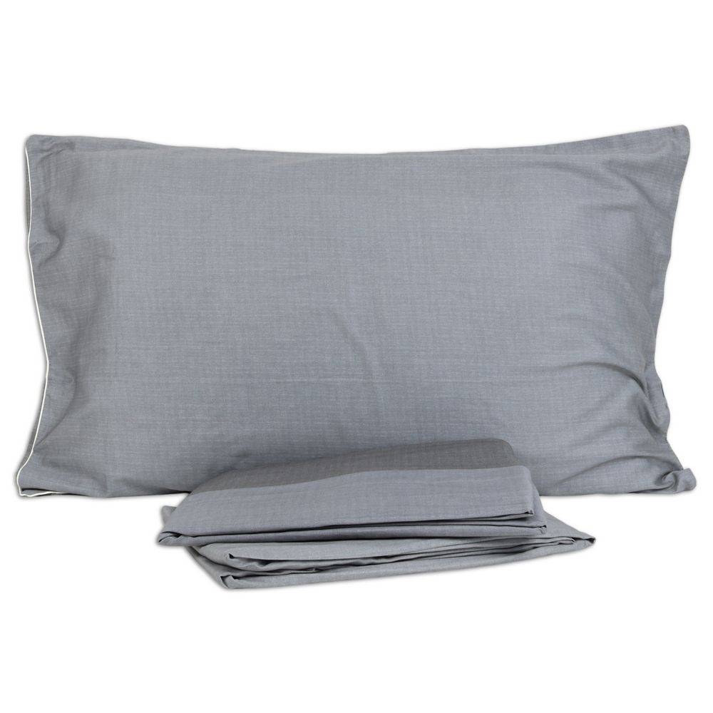 Completo Letto Raso di cotone Mikado Fumo Matrimoniale