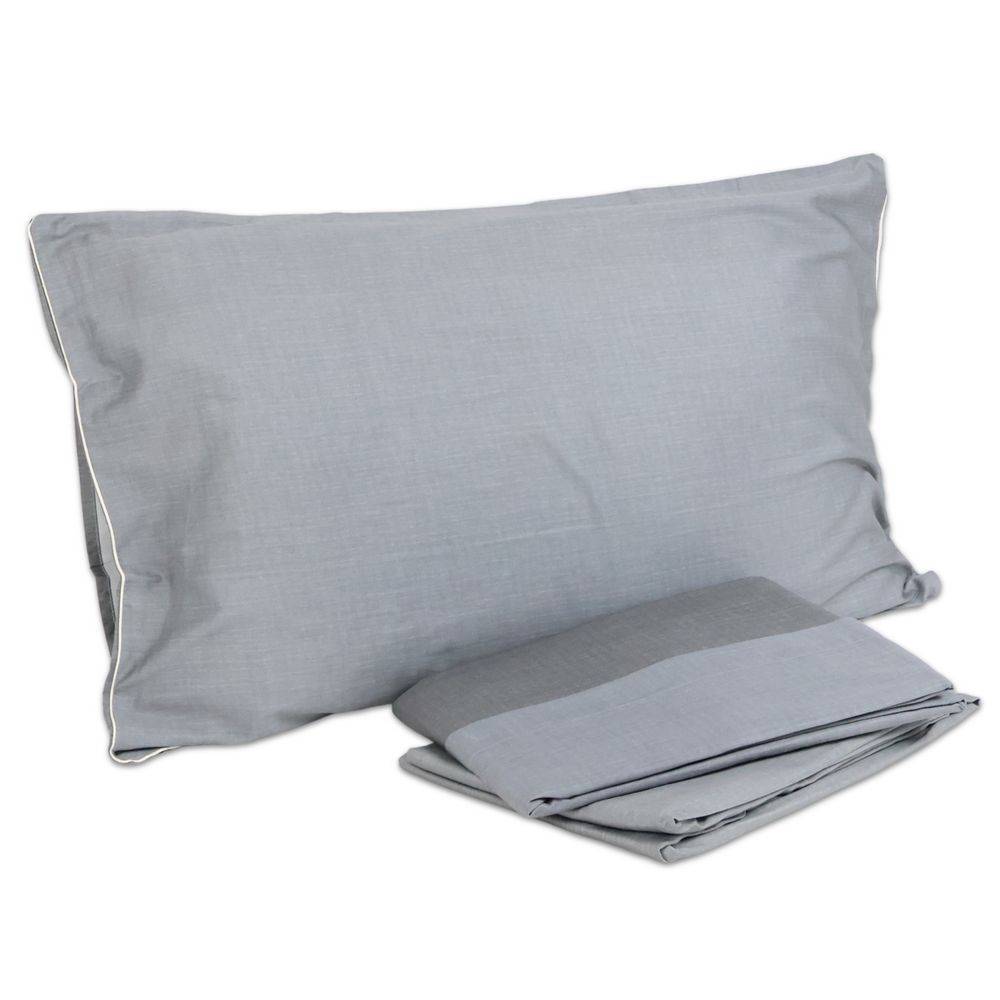 Completo Letto Raso di cotone Mikado Fumo Matrimoniale