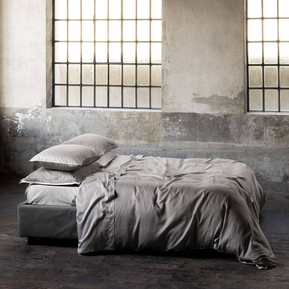 Completo Letto Raso di cotone Mikado Fumo Matrimoniale
