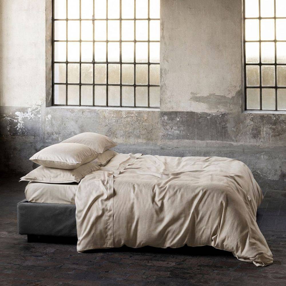 Completo Letto Raso di cotone Mikado Beige Matrimoniale