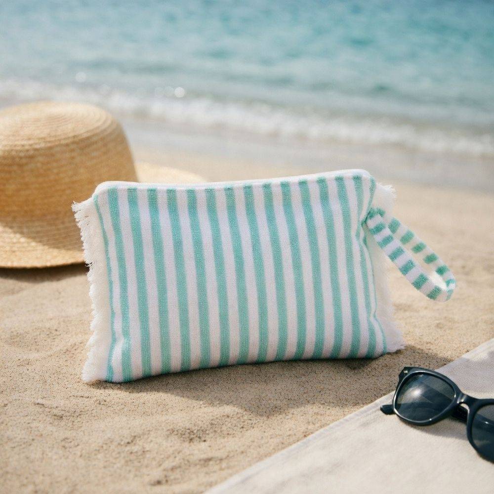 Pochette in Spugna Righe Verde Acqua