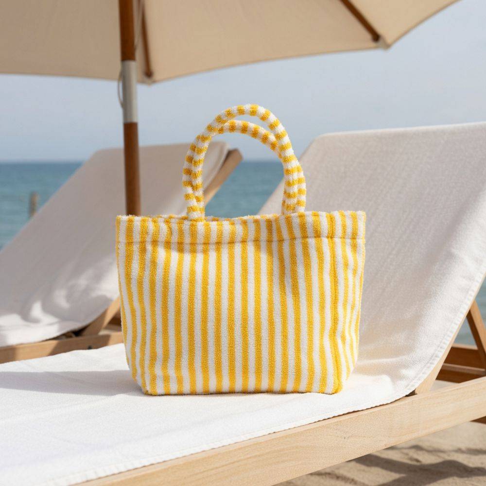 Borsa Mare in Spugna Righe Giallo 42 x 12 H 28