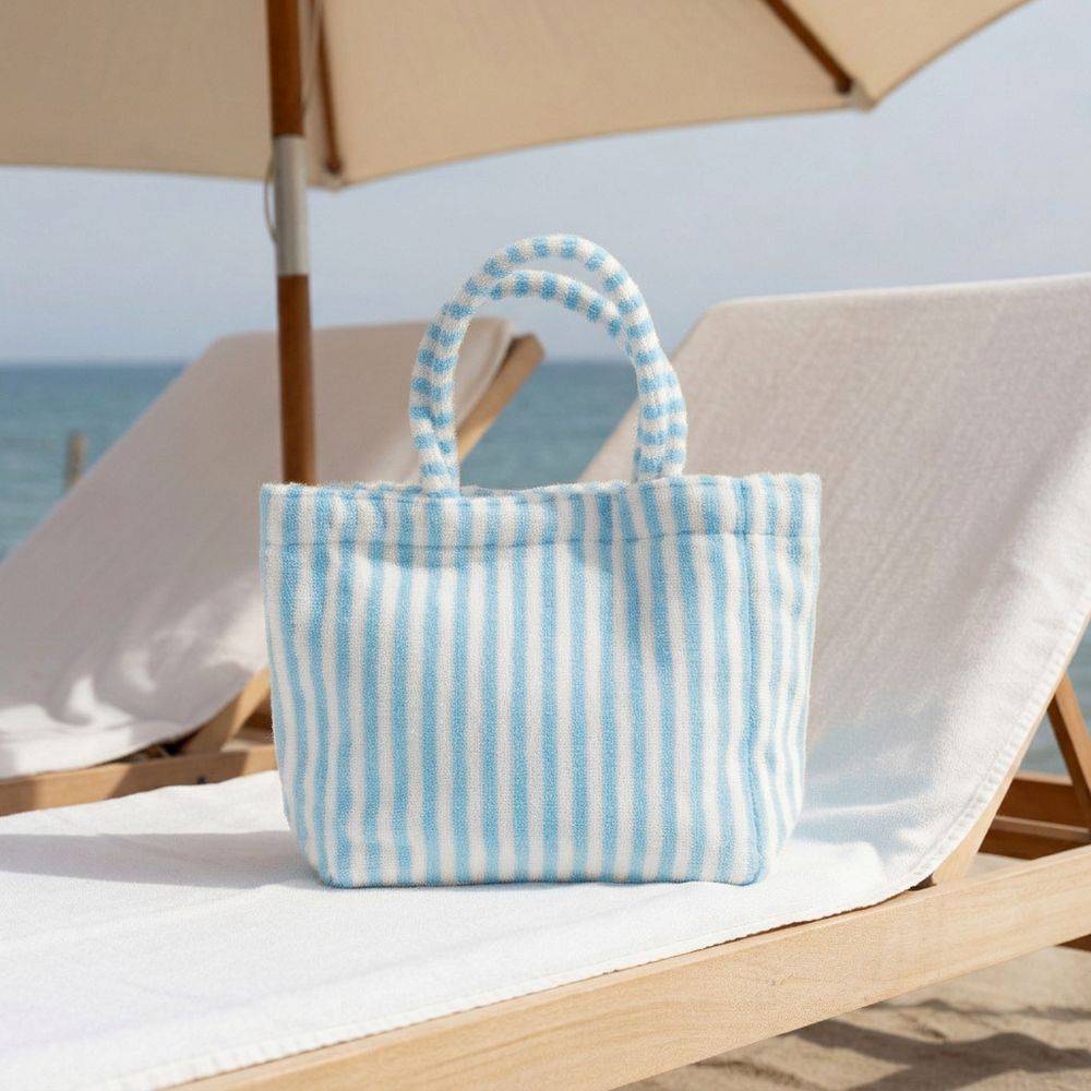 Borsa Mare in Spugna Righe Azzurro 42 x 12 H 28
