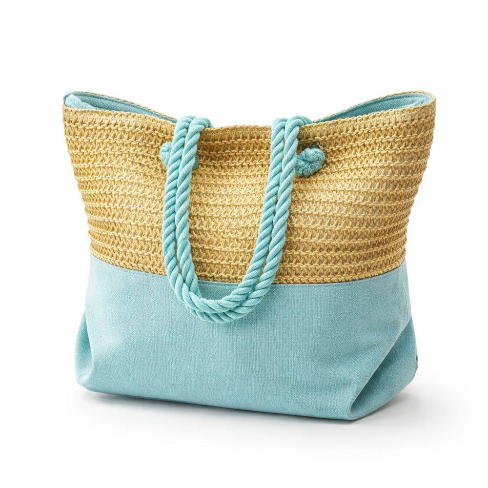 Borsa Mare in Corda e Tessuto Azzurra