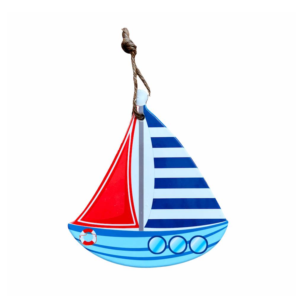 Piastrella sottopentola Barca vela rossa e righe blu