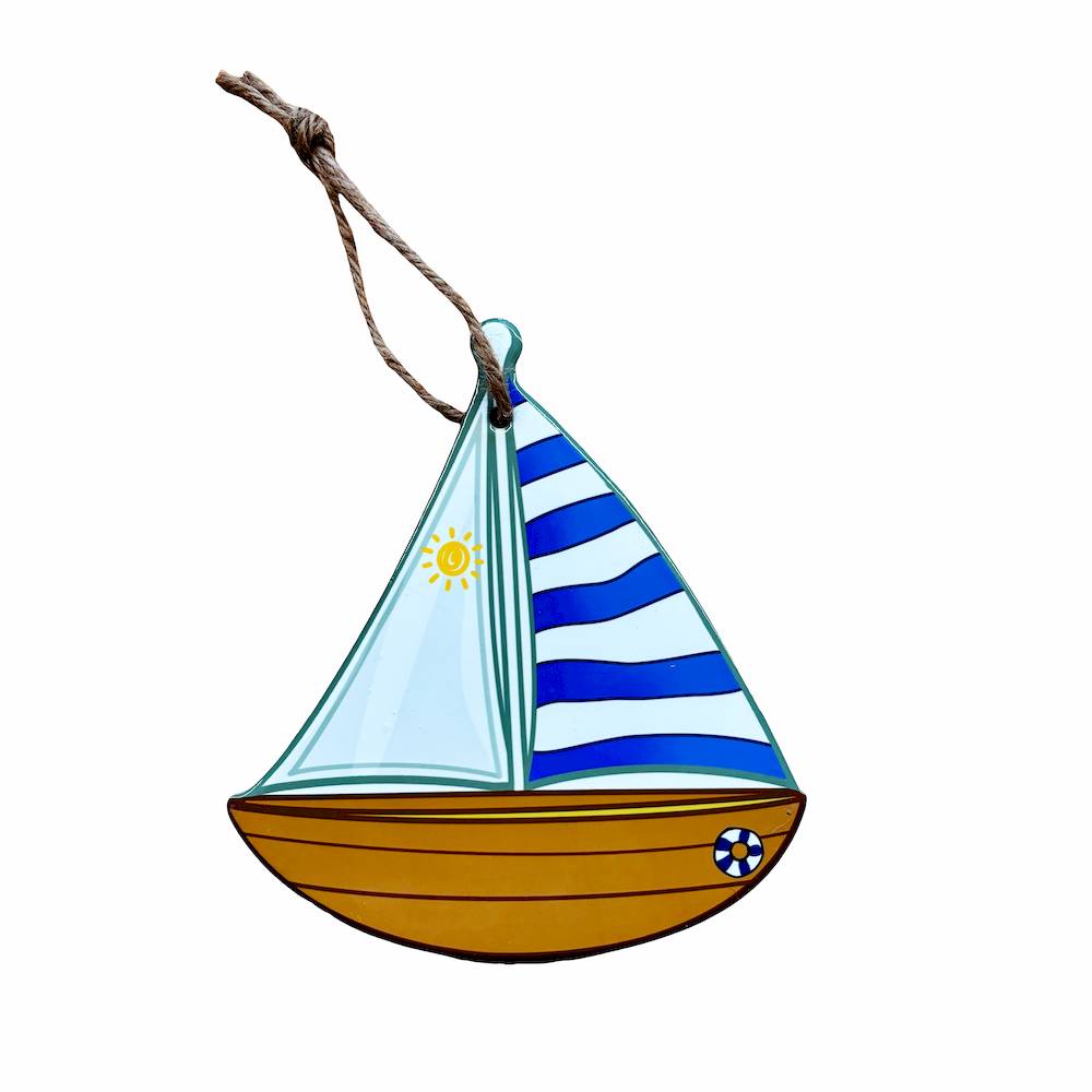 Piastrella sottopentola Barca Vela righe blu e sole