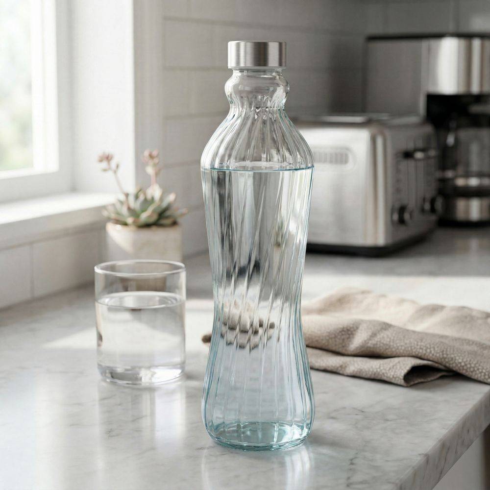 Bottiglia in Vetro Shannon con Zigrinatura Verticale e Tappo in Acciaio