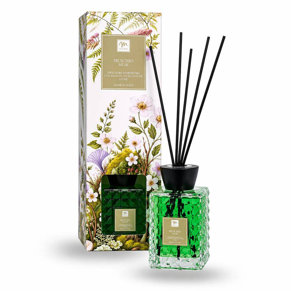 Diffusore di Fragranza Muschio Bianco con bacchetti 120 ml