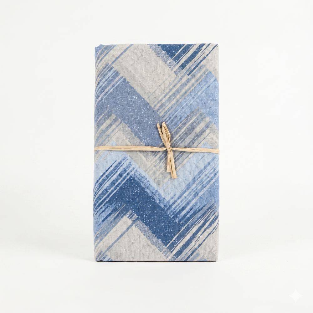 Copridivano Copriletto in piquet Zig Zag Moderno Blu Matrimoniale