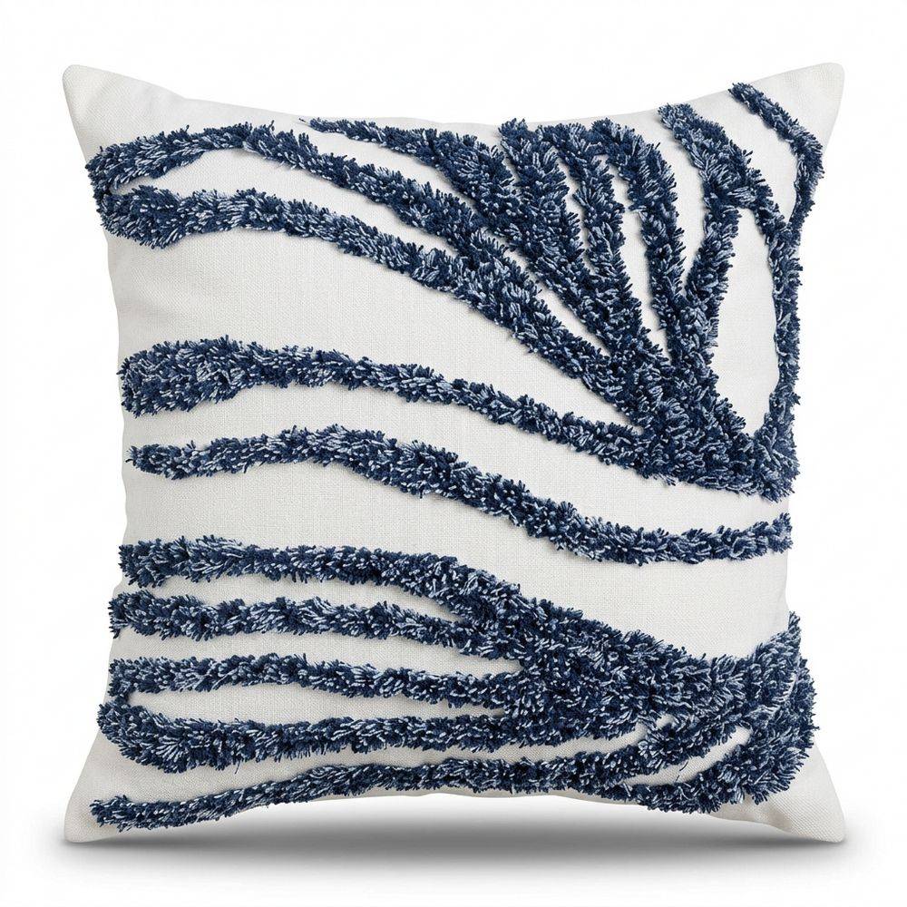 Federa cuscino Ricamo punto Spugna Mauris Blu 45x45