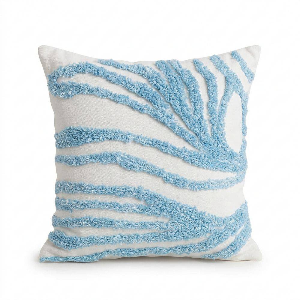 Federa cuscino Ricamo punto Spugna Mauris Azzurro 45x45