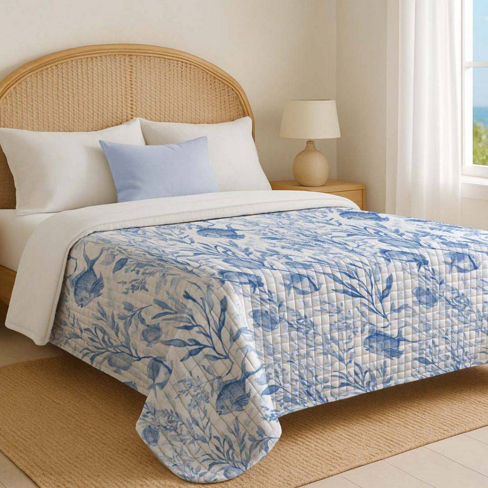 Boutis copriletto Double face Tibet Azzurro Singolo