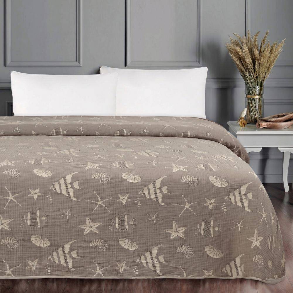Copridivano Copriletto Jacquard Selvis Beige 170x260