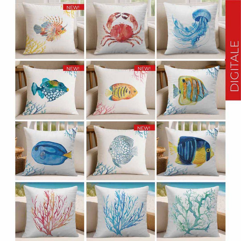 Federa cuscino Stampa digitale Santorini Corallo Tiffany 45x45
