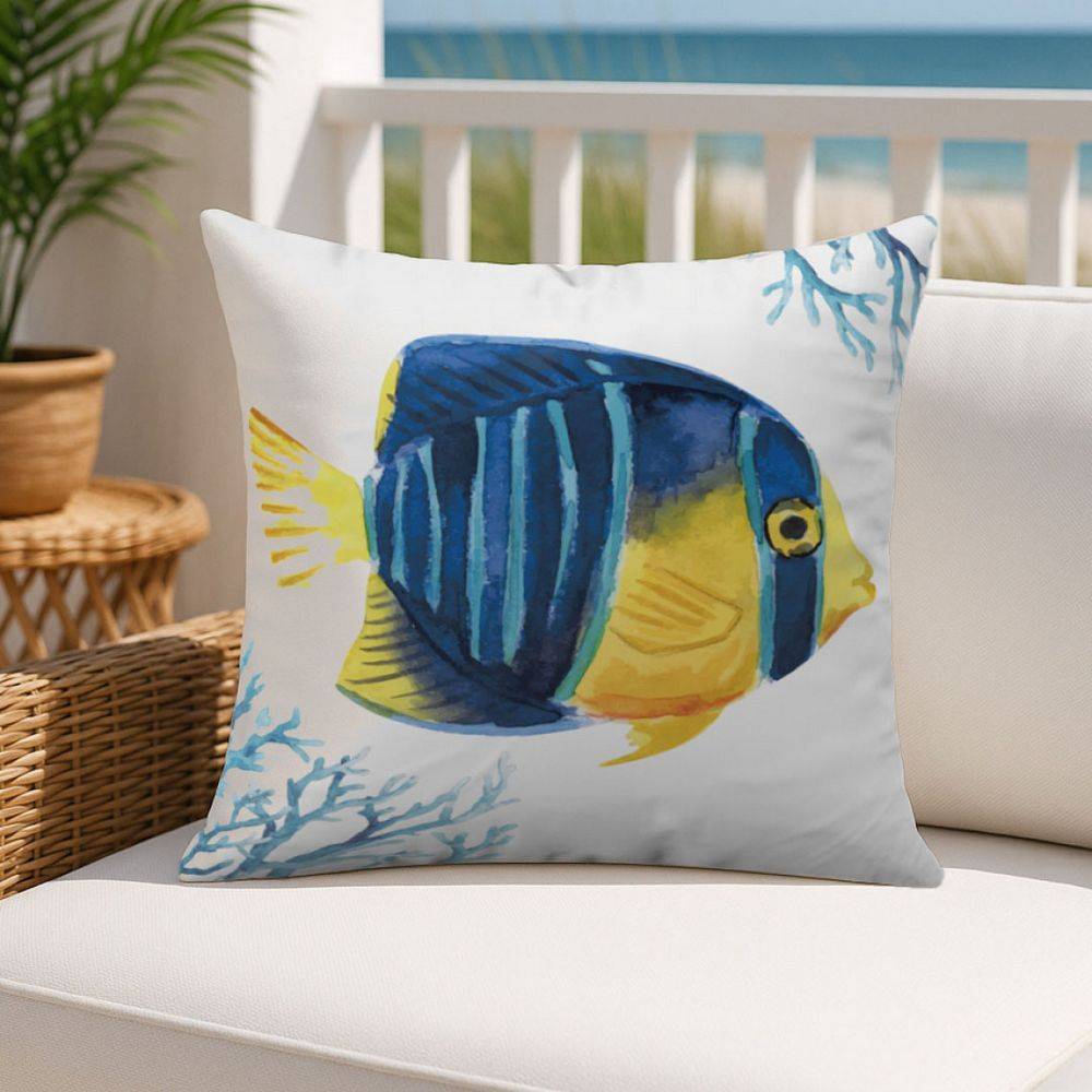 Federa cuscino Stampa digitale Santorini Pesce Reef Blu-Giallo 45x45