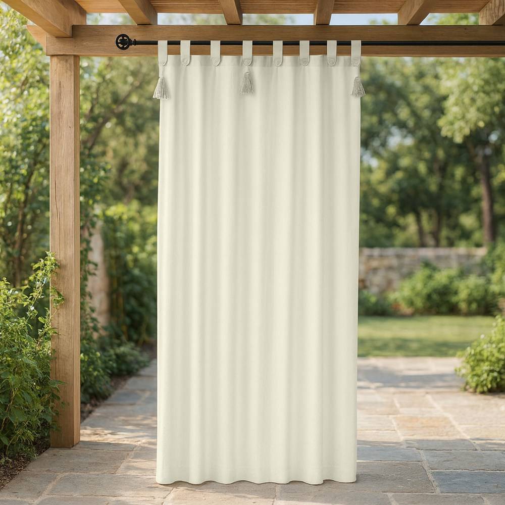 Tendone Tessa orlato con nappe e passanti Ecrù 150 x 290