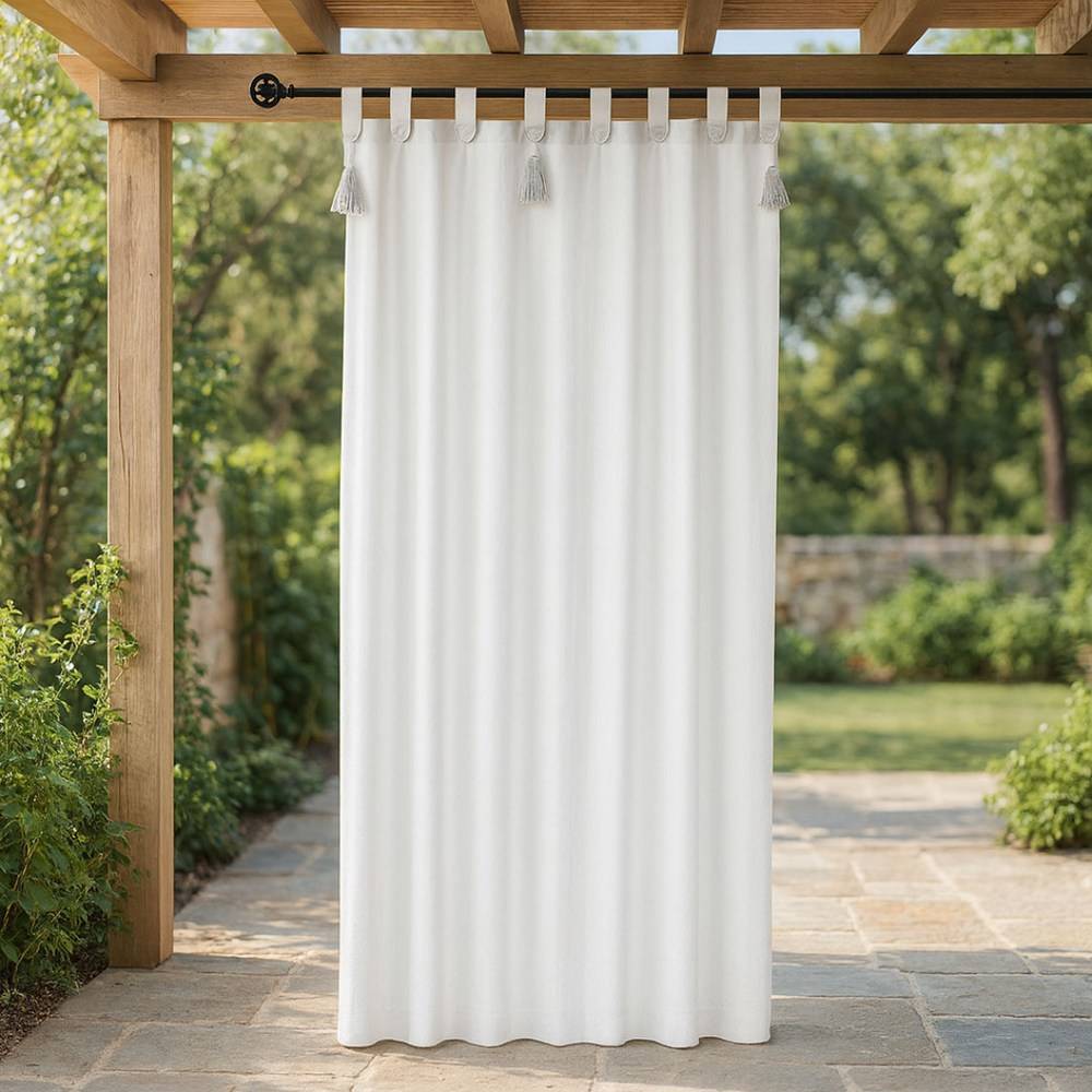 Tendone Tessa orlato con nappe e passanti Bianco 150 x 290