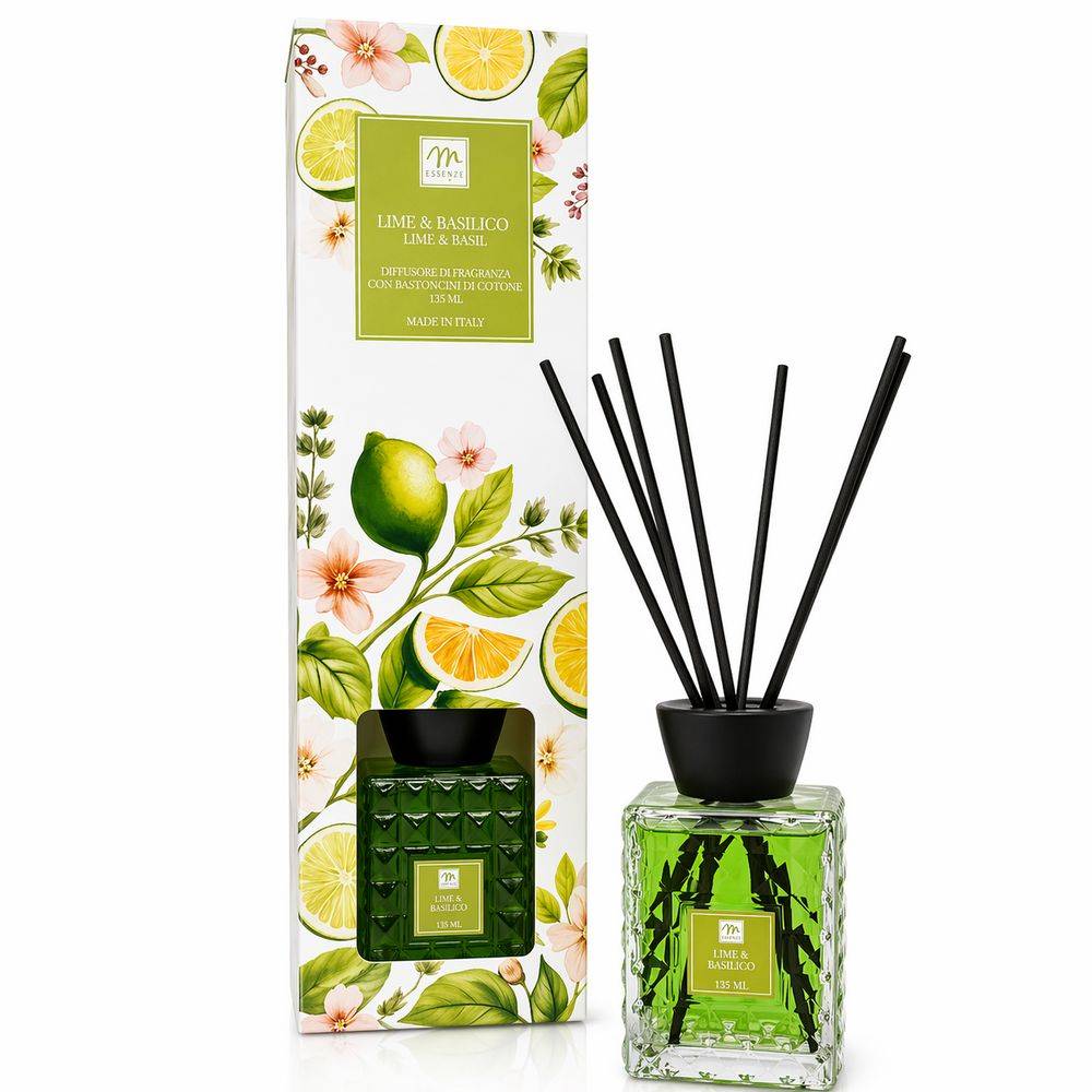 Diffusore di Fragranza Lime & Basilico con bacchetti 120 ml