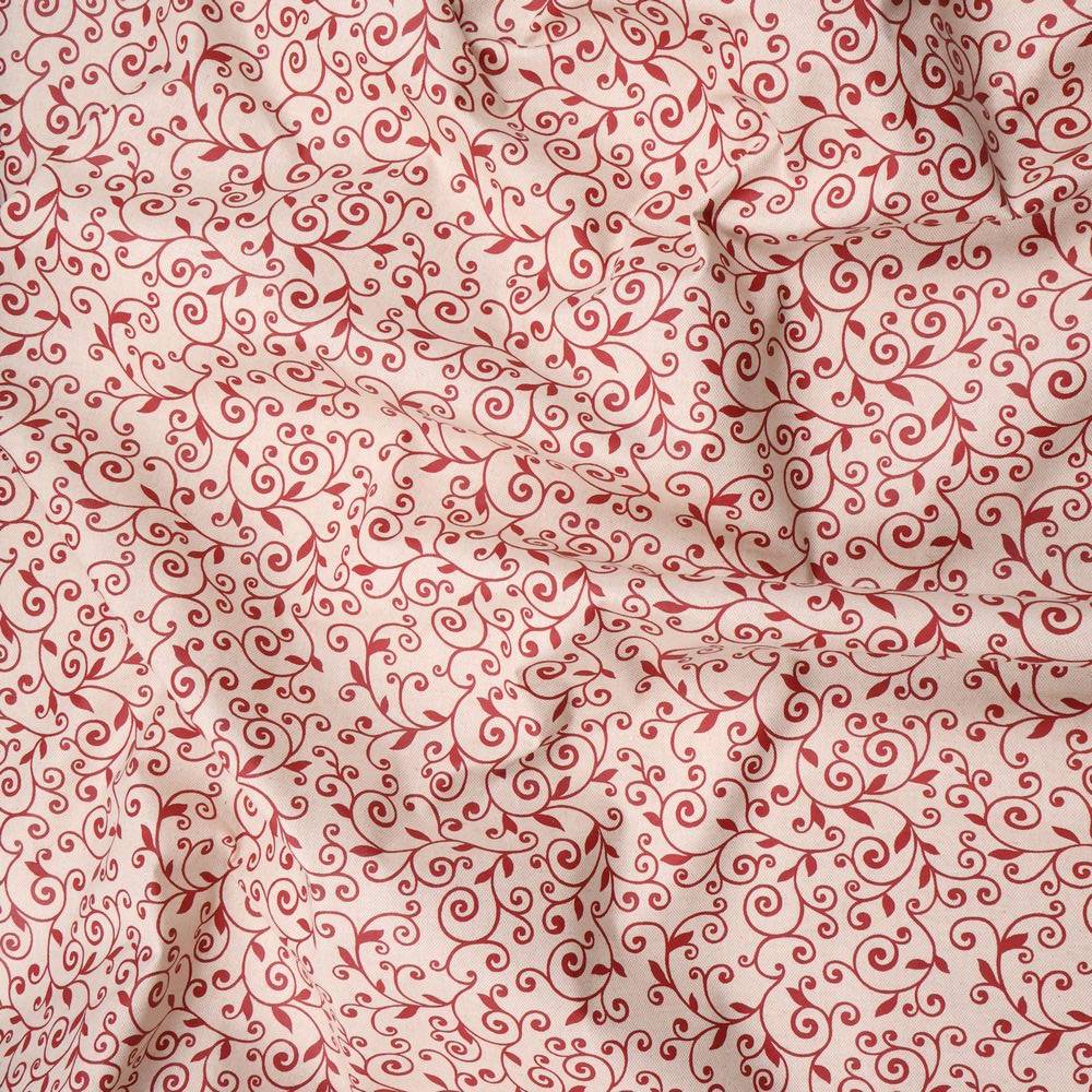 Tessuto a metro Resinato Arabesco Rosso fondo Beige