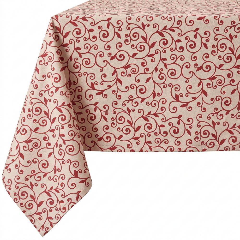 Tovaglia su misura Resinata Arabesco Rosso fondo Beige 