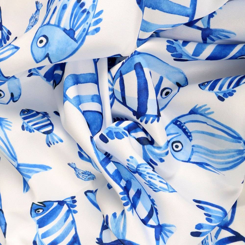 Tovaglia Antimacchia Hydro Mare Disegno 3 Pesci Blu 140 x 180