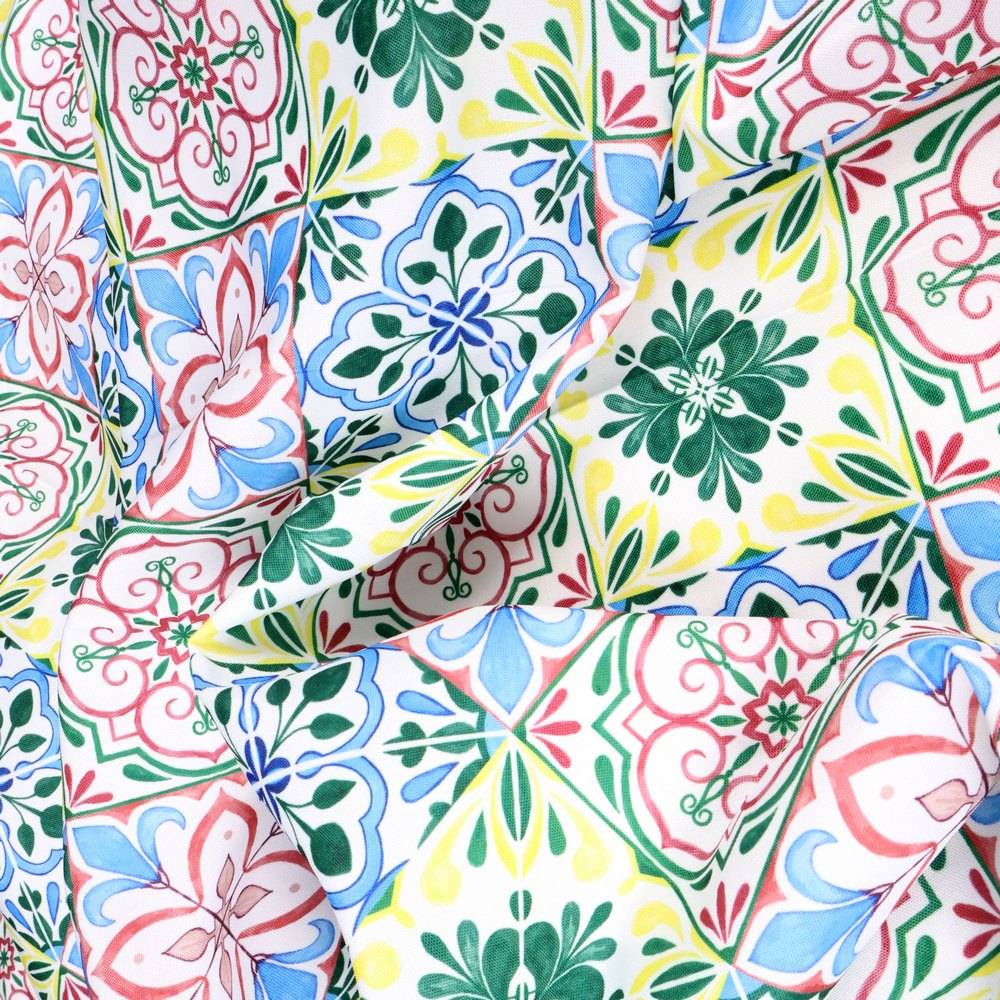 Tovaglia Antimacchia Hydro Maiolica Disegno 2 Giallo Azzurro Verde 140 x 180