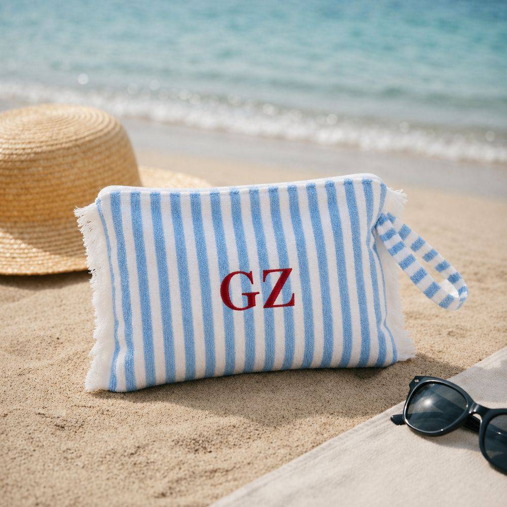Pochette in Spugna Righe Azzurro Personalizzata