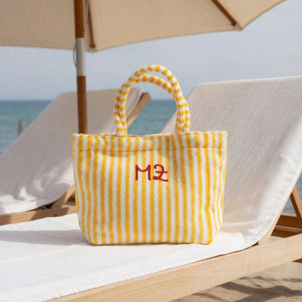 Borsa Mare in Spugna Righe Giallo 42 x 12 H 28 Personalizzata