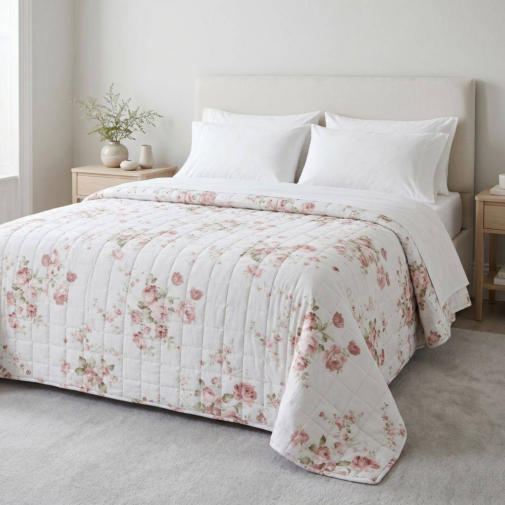 Trapuntino mezzastagione Classic Bouties Rose Dis 03 Matrimoniale